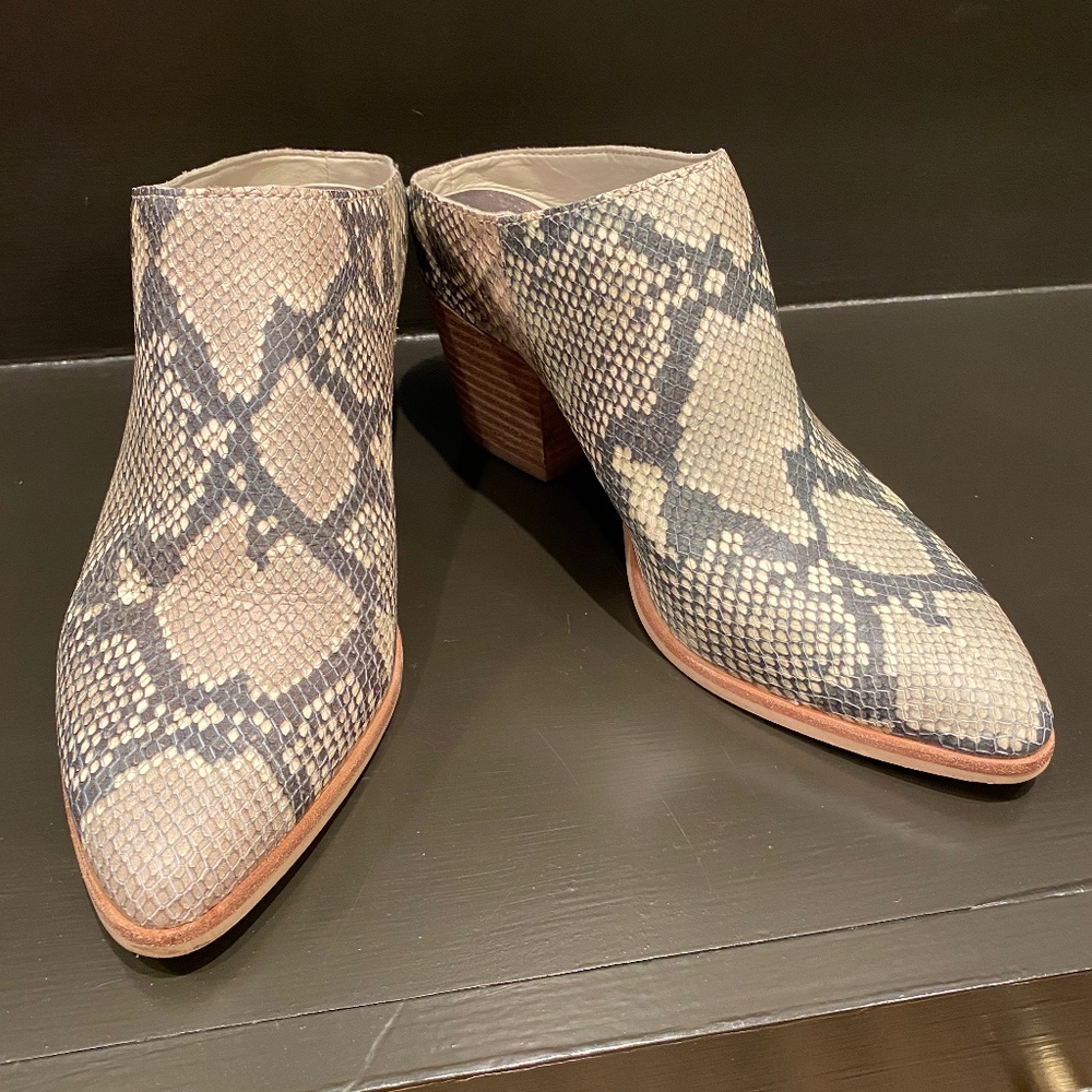 Dolce Vita Snake Stacked heel slides